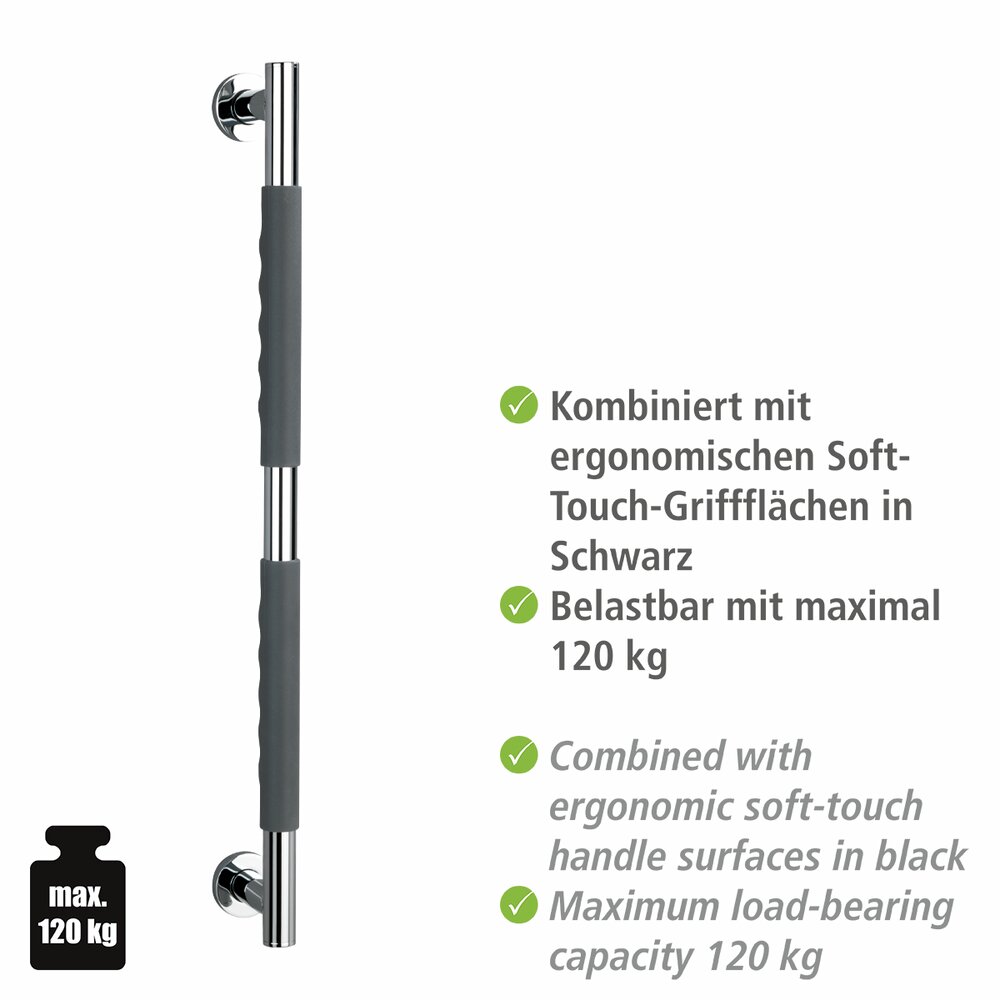 Edelstahl Wandhaltegriff Mod. Secura 65,5 cm  Bad-Sicherheitsgriff, belastbar bis 120 kg