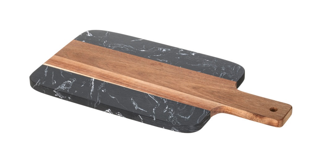 Schneidbrett Mod. ATAMI, akazienholz, marmor, natur, schwarz, 37x18x1 cm  FSC®-zertifiziertes holz, edles design