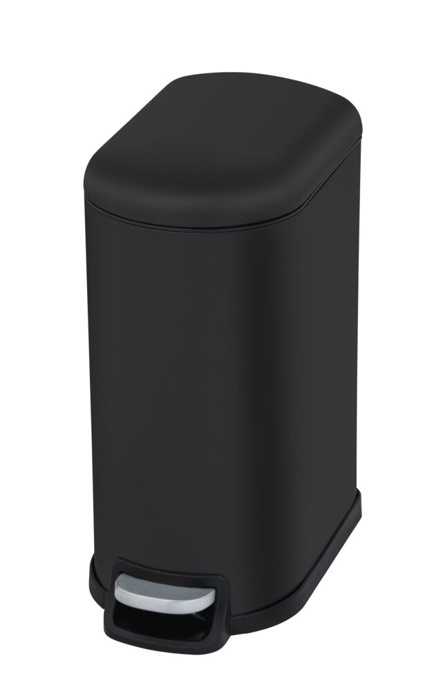 Poubelle à pédale Mod. Lara 10L, noir, métal, plastique, 31x39x18 cm  mécanisme easy-close, fermeture silencieuse