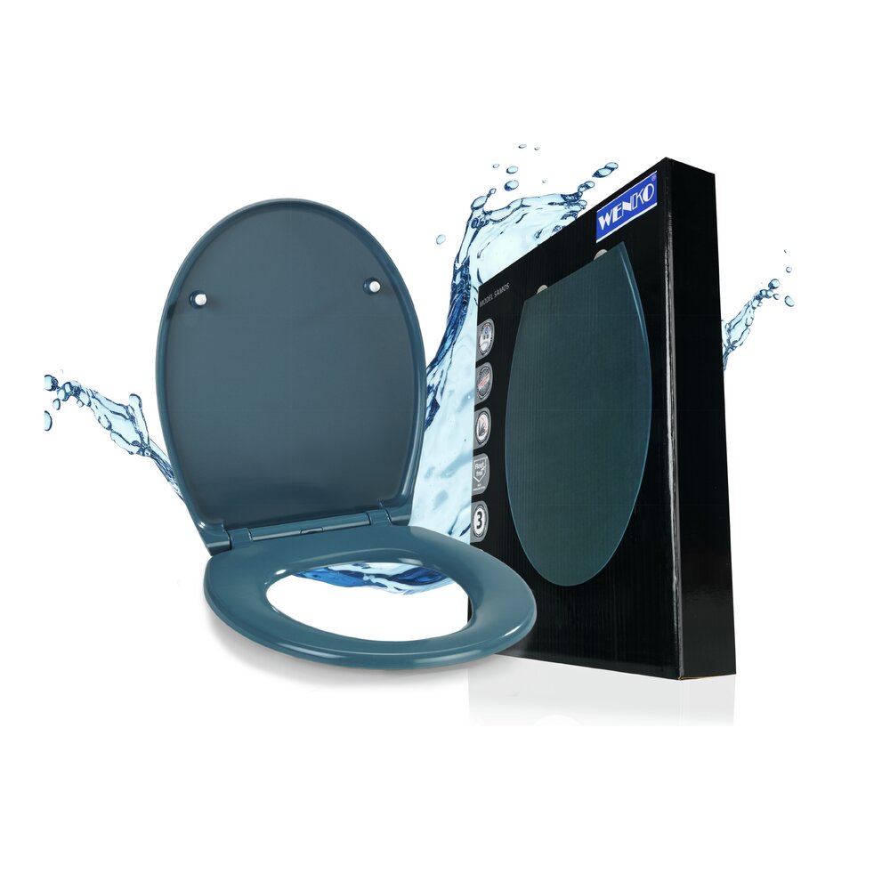 Premium WC-Sitz Mod. Samos Slate Blue  Duroplast, mit Absenkautomatik