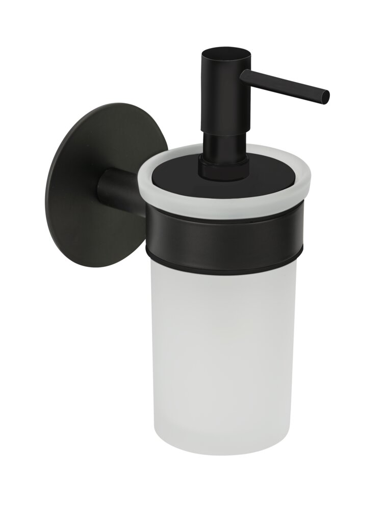 Seifenspender Mod. MELETO Schwarz  zum Kleben oder Bohren