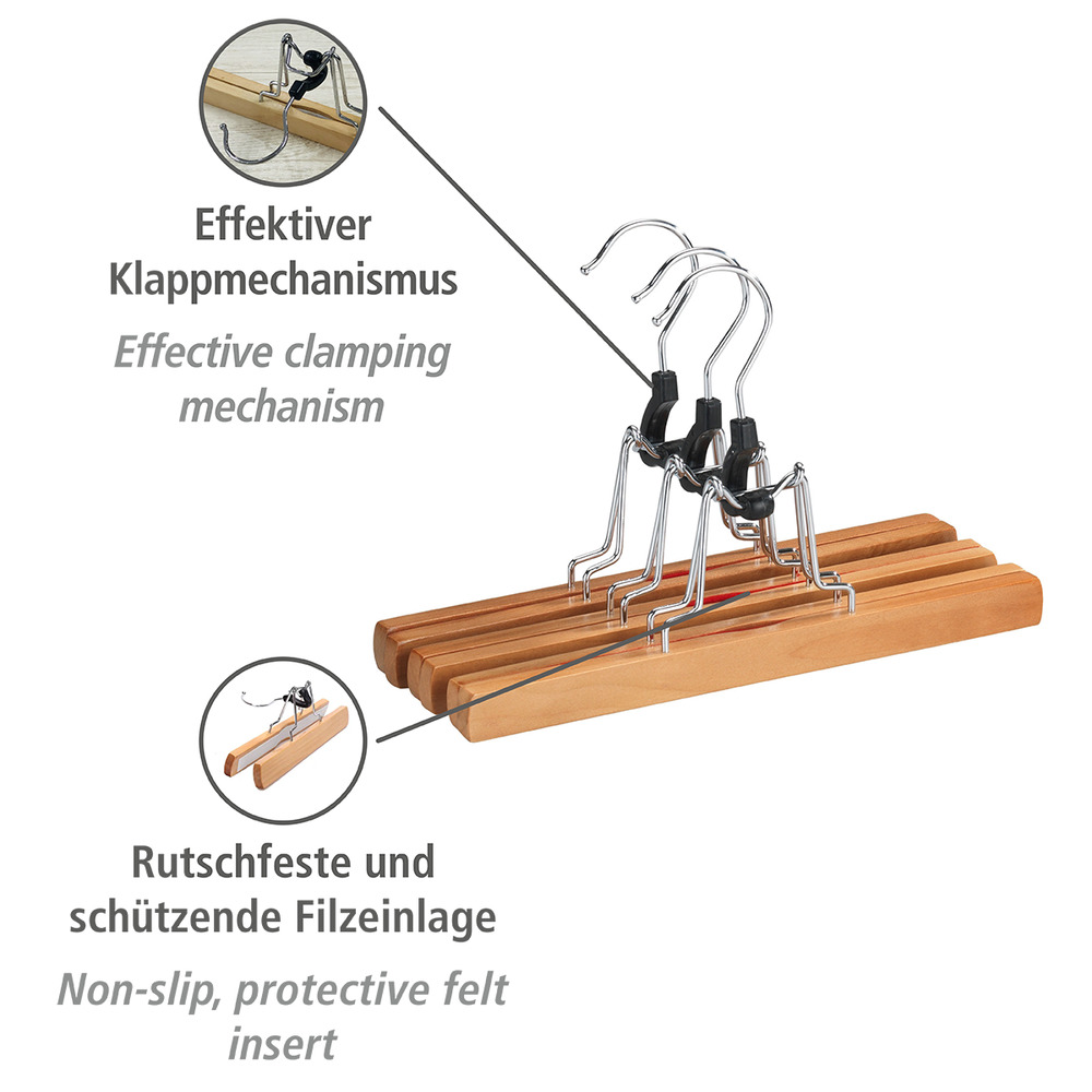 Hosenklemmbügel, 3er Set  platzsparende Kleiderbügel