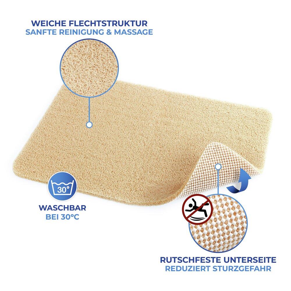 Badmat, beige, pvc, 50x80 cm, antislip, gemakkelijk schoon te maken