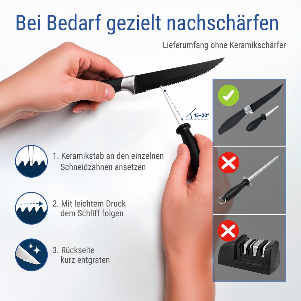 Steakmesser Mod. Otis, Schwarz, 4er Set  Klinge aus rostfreiem Edelstahl