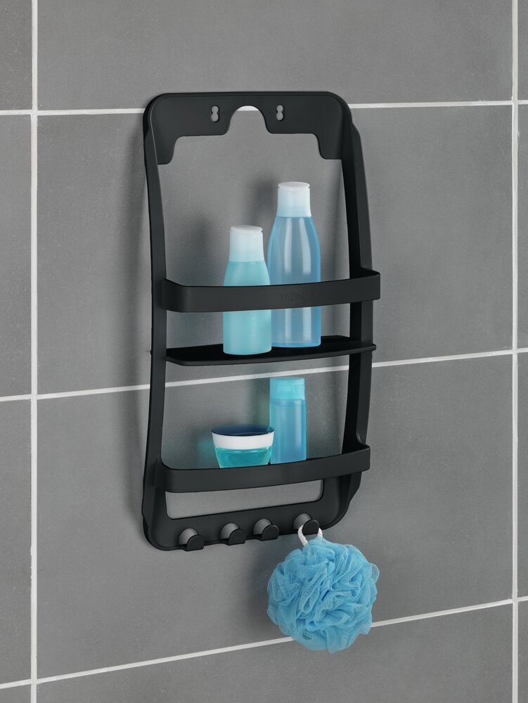 Badregal Mod. Universal, schwarz, Kunststoff, 26x54,5x11,5 cm  ohne Bohren montierbar