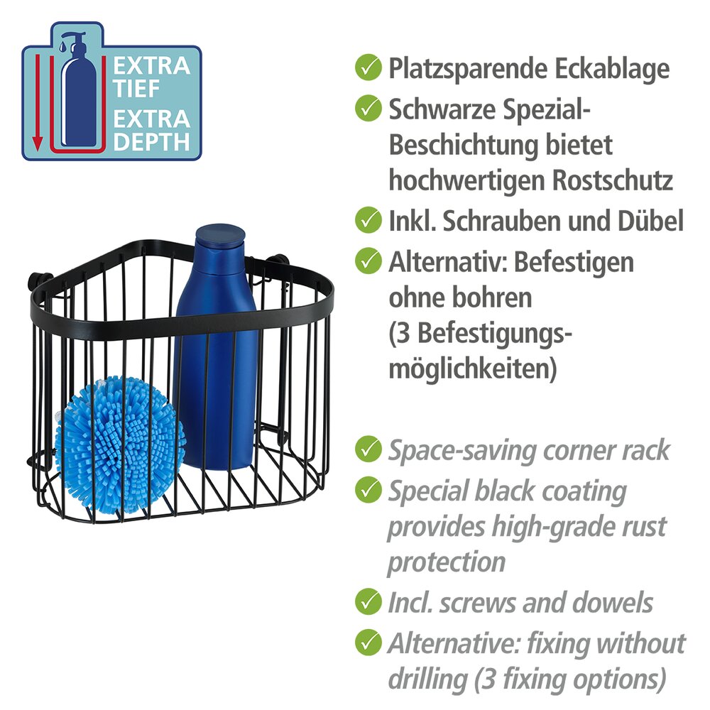 Étagère d'angle Classic Plus noir  avec protection antirouille