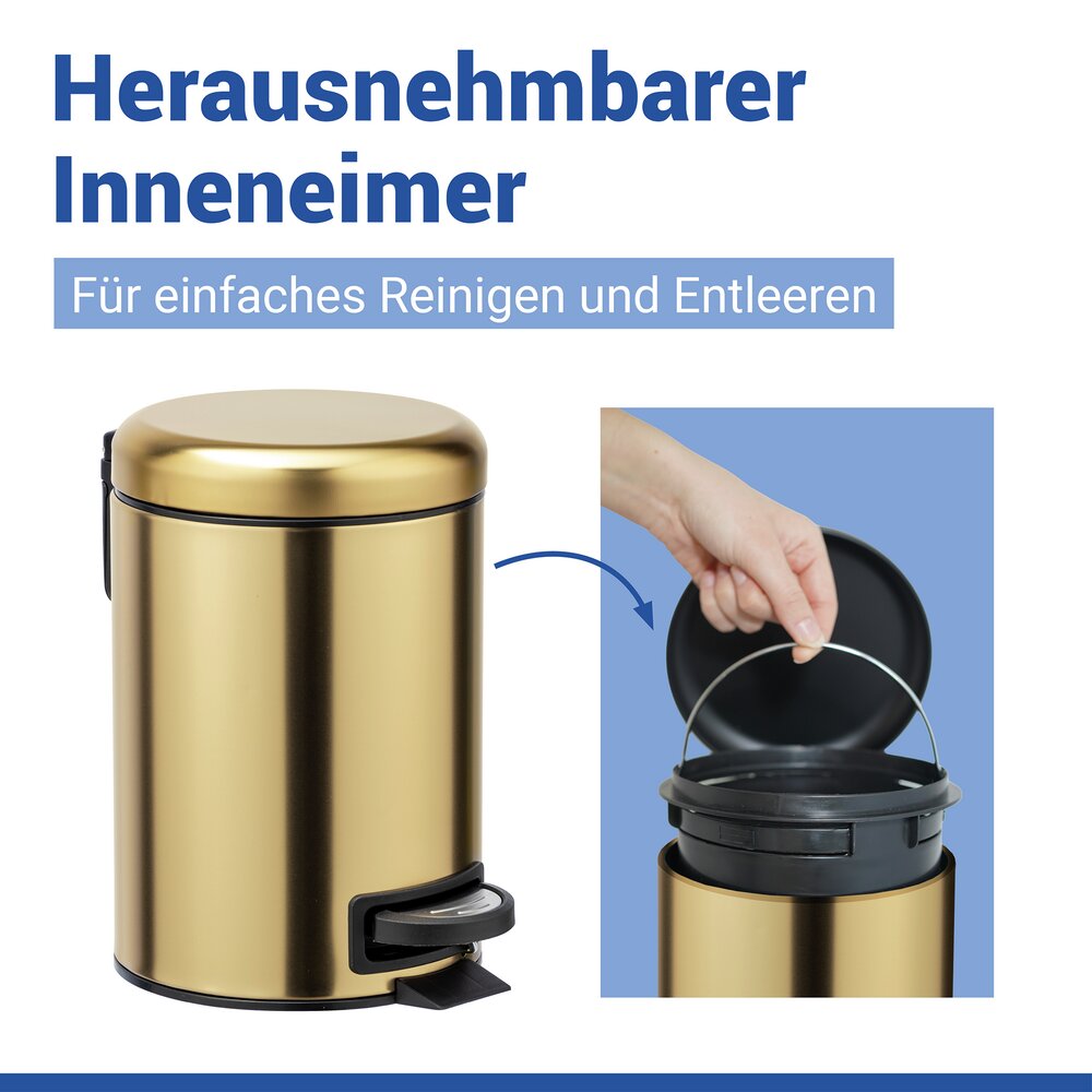 Leman cosmetica pedaalemmer, goud mat, 3 liter