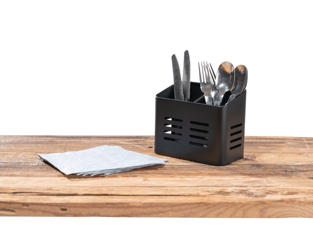 Besteckkorb Mod. Baco Schwarz  aus pulverbeschichtetem Metall