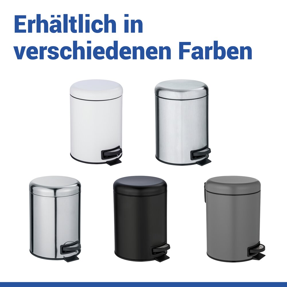 Poubelle à pédale Leman, 5L, petite poubelle salle de bain, acier mat  avec insert amovible