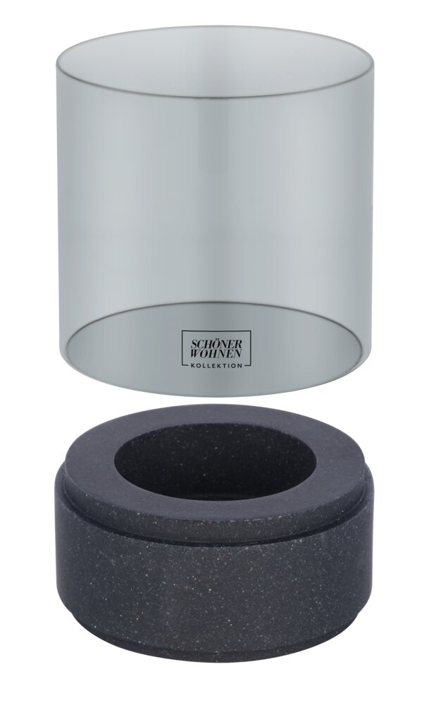 Bougeoir Mod. Canvel M, Anthracite  Verre pour bougie chauffe-plat, intérieur & extérieur