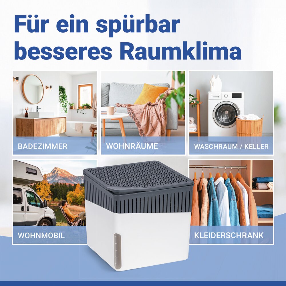 Luftentfeuchter Mod. Cube Weiß 1000 g  für Räume bis ca. 80 m³