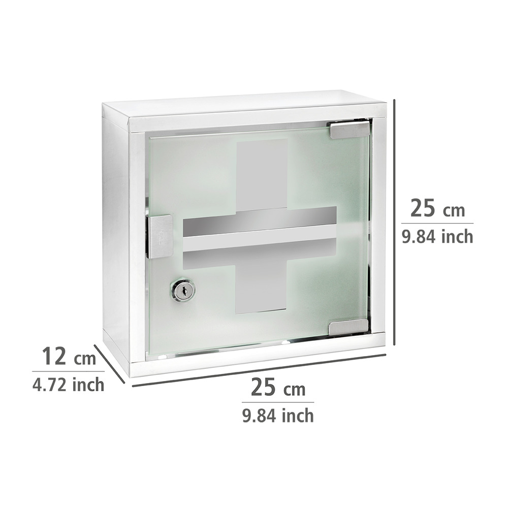 Medikamentenschrank Edelstahl 25 x 25 cm  glänzend