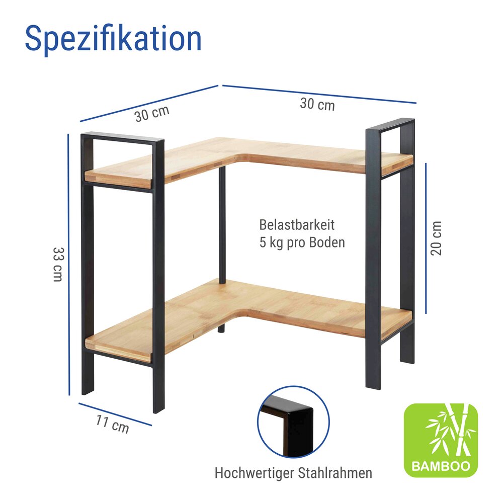 Etagère d'angle de cuisine Mod. Lou, 2 étagères  2 niveaux