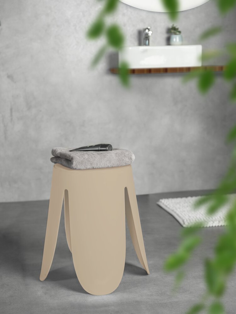 Tabouret de bain Comiso Beige mat  peut supporter jusqu'à 180 kg
