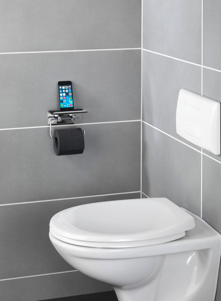 Toilettenpapierhalter mit Smartphone-Ablage  Edelstahl rostfrei