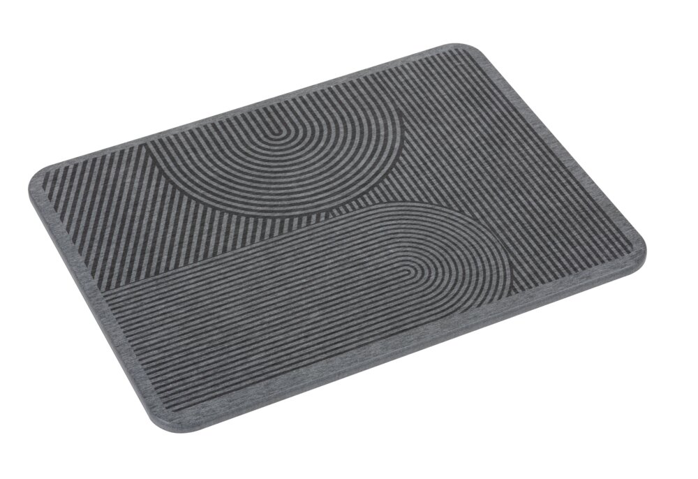 Abtropfmatte Mod. Damon, grau, Diatomit, 40x30 cm, inkl. Silikonfüße  schnelltrocknend und geruchsfrei