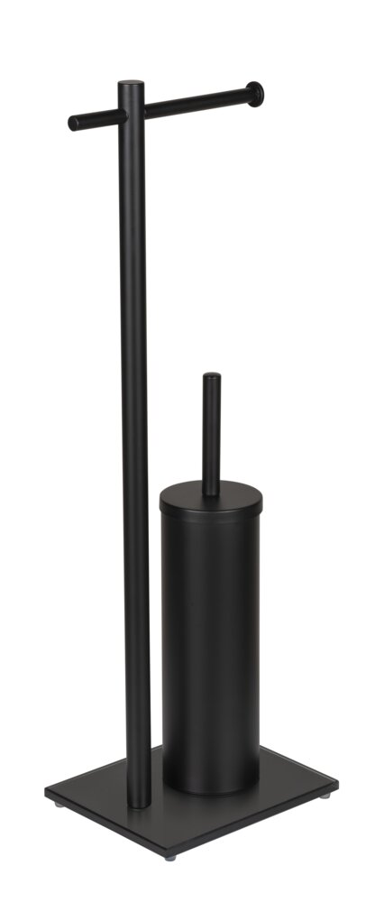 WC-Garnitur Mod. Resera, schwarz, Stahl, Glas, 24x67,5x17 cm  mit schwerer Bodenplatte