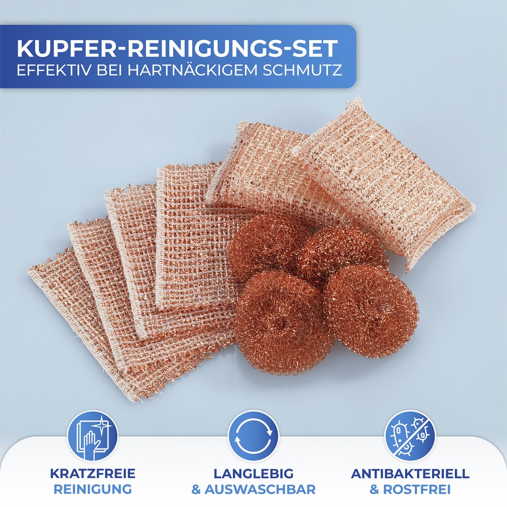 Kupfer-Reinigungs-Set, 10 tlg.  reinigt ohne Chemie