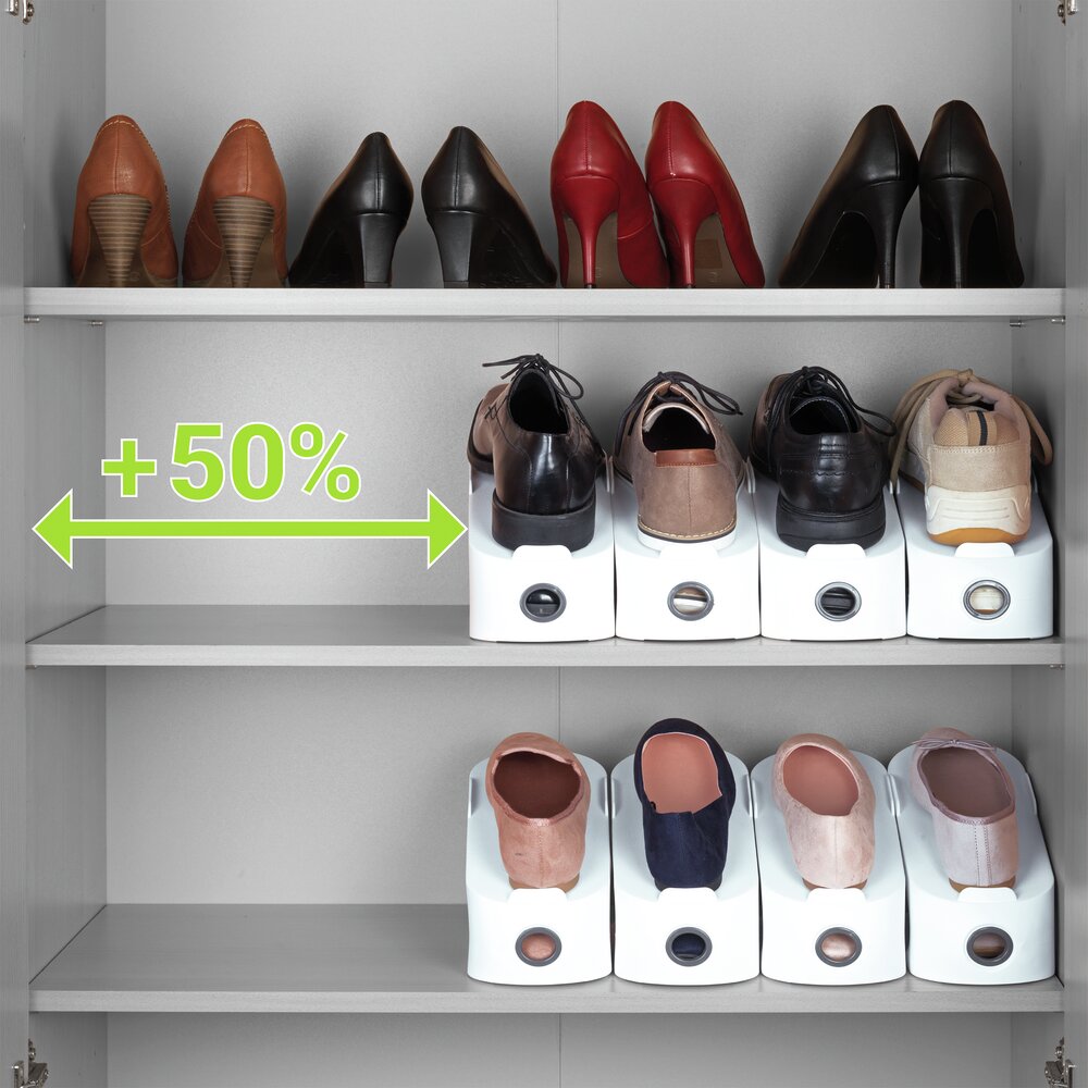 Schuhhalter Weiß 8er Set  platzsparend übereinander stapelbar