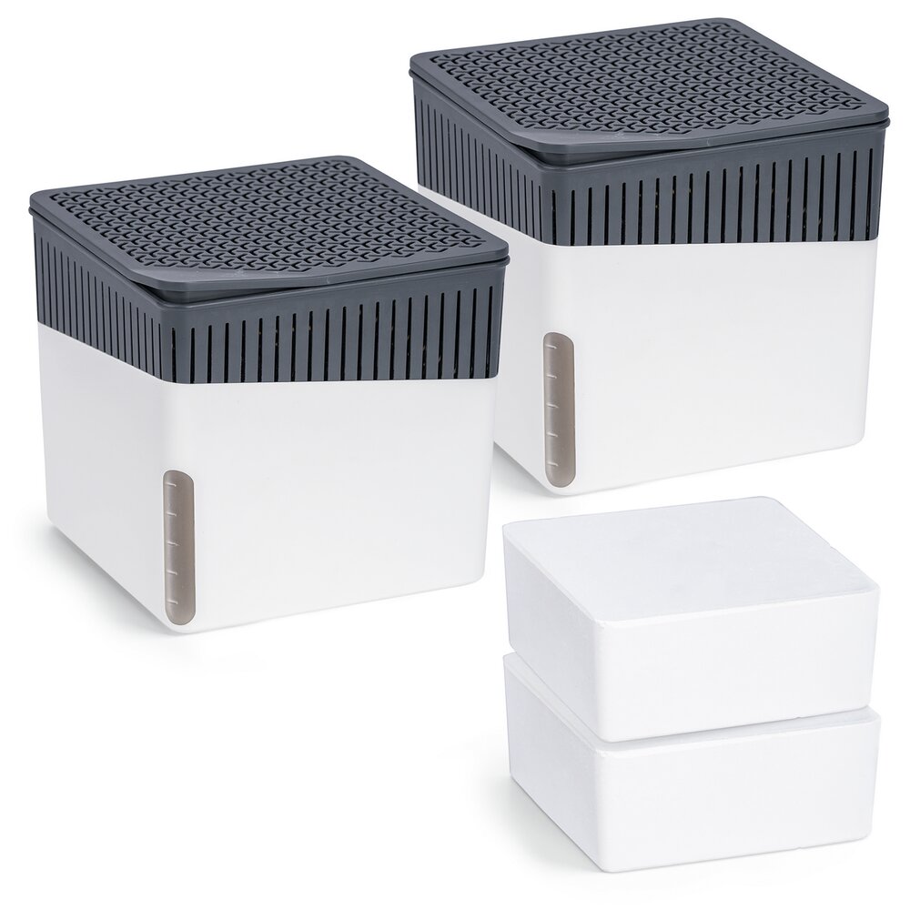 Raumentfeuchter Mod. Cube Weiß 1000 g, 2er Set  beugt Schimmel und Gerüchen vor