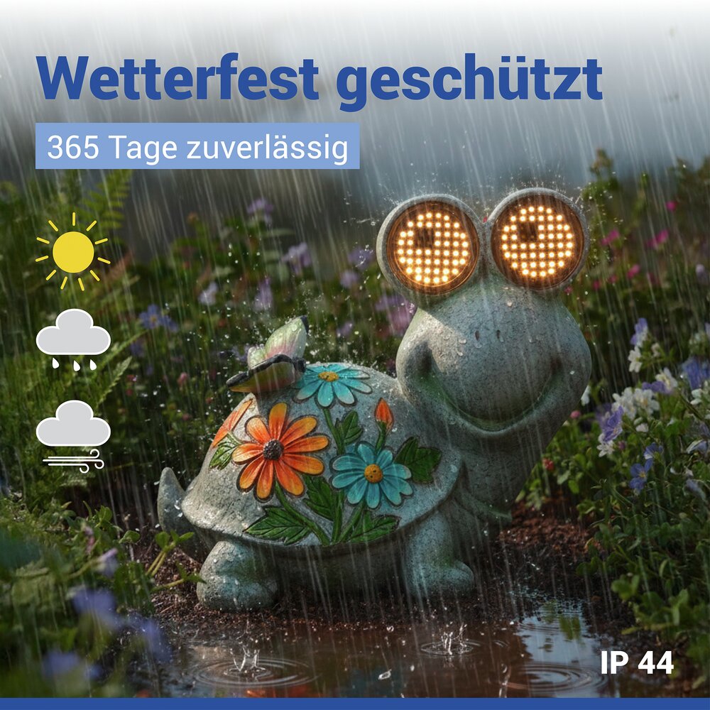 LED Gartenfigur Schildkröte Mod. Blinky Eyes  solarbetriebene Gartendekoration mit leuchtenden Augen