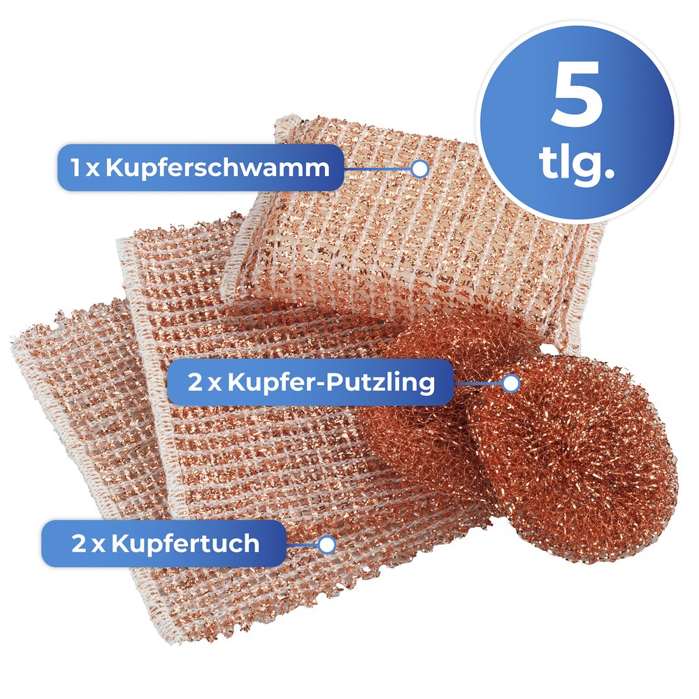 Kupfer-Reinigungs-Set, 5 tlg.  entfernt hartnäckige Verschmutzungen