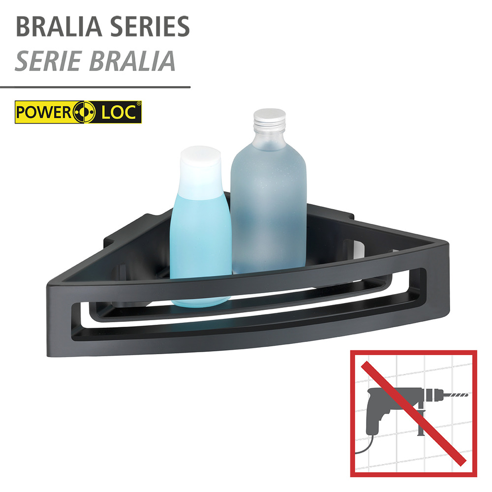 Power-Loc® Eckablage Bralia Schwarz  Befestigen ohne bohren