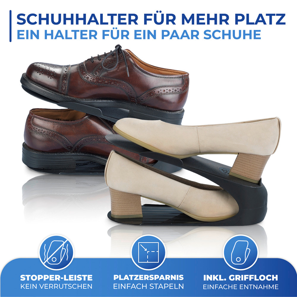 Schuhhalter Schwarz  4er Set, Schuhstapler