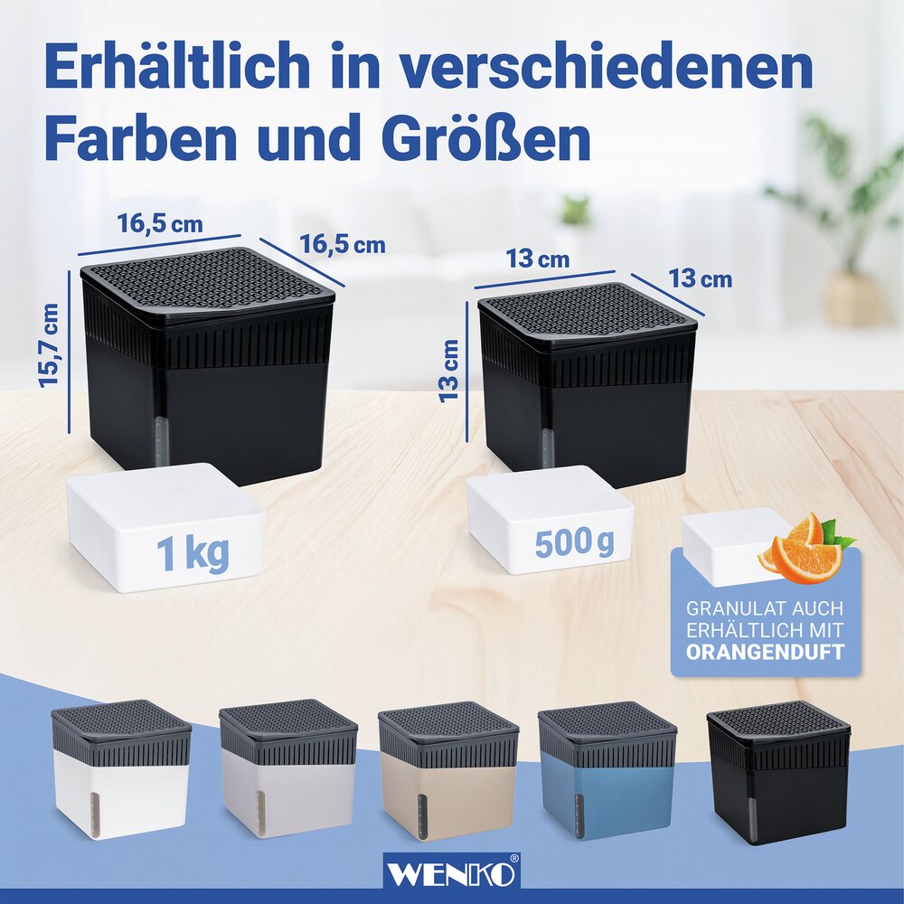 Raumentfeuchter Mod. Cube 500 g Schwarz  beugt Schimmel und Gerüchen vor