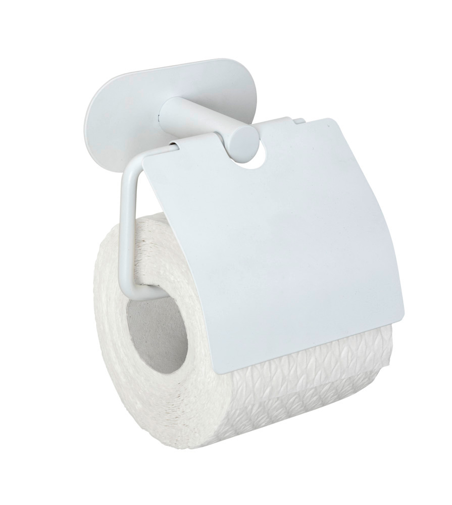 Turbo-Loc® Toilettenpapierhalter mit Deckel Mod. Orea White matt  aus rostfreiem Edelstahl