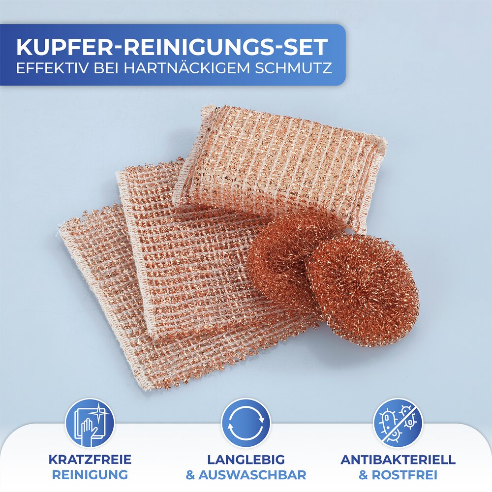 Kupfer-Reinigungs-Set, 5 tlg.  entfernt hartnäckige Verschmutzungen