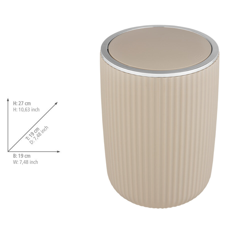 Schwingdeckeleimer Mod. Agropoli L Beige Kosmetikeimer mit Schwingdeckel, 5,5 l