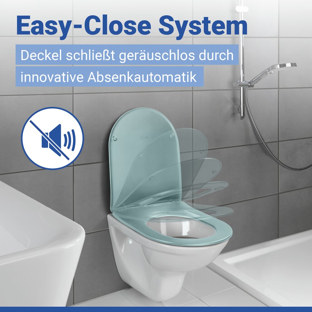WC Sitz Mod. Galati Blaugrau matt  Toilettendeckel in D-Form mit Absenkautomatik