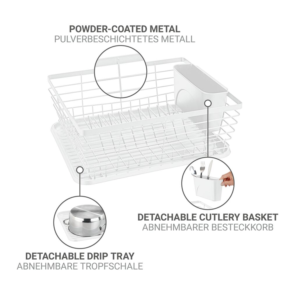 Geschirrabtropfer Mod. Drip, weiß, Metall/Kunststoff, 36x15x30 cm  abnehmbarer Besteckkorb