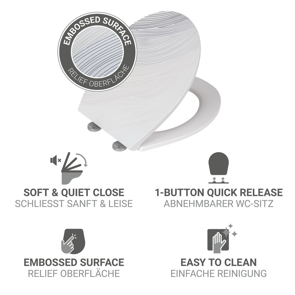 Siège WC Mod. Menin, multicolore, plastique thermodurci, 38x44,5 cm  fermeture douce easy-close