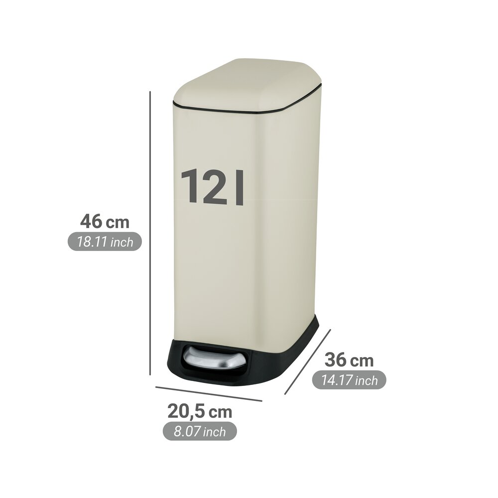 Treteimer Mod. Design 12 L, Easy-Close, Creme  mit herausnehmbarem Einsatz