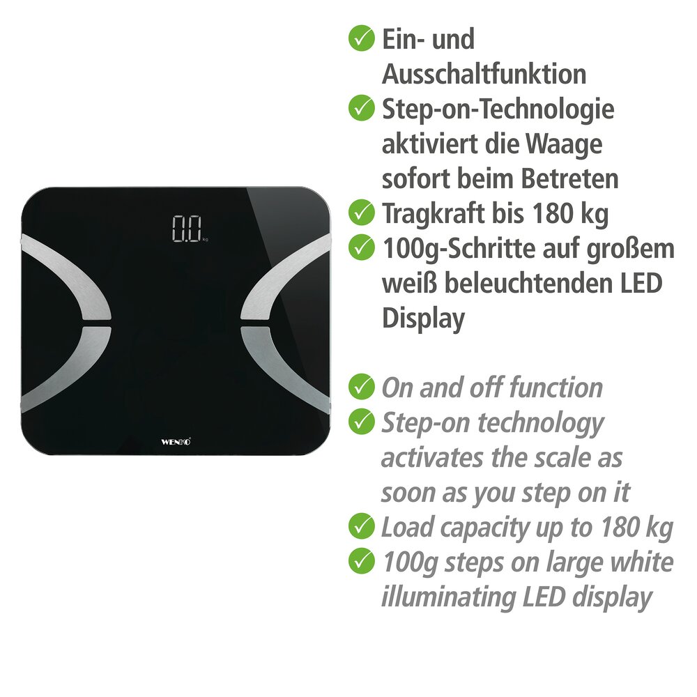 LED-analyseweegschaal met Bluetooth Zwart