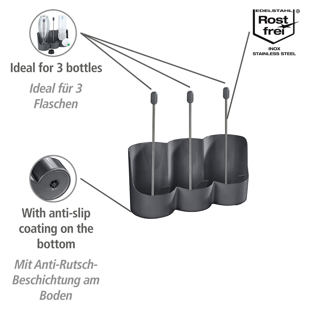 Flaschenhalter Mod. Filia  zum schnellen Trocknen für bis zu 3 Flaschen
