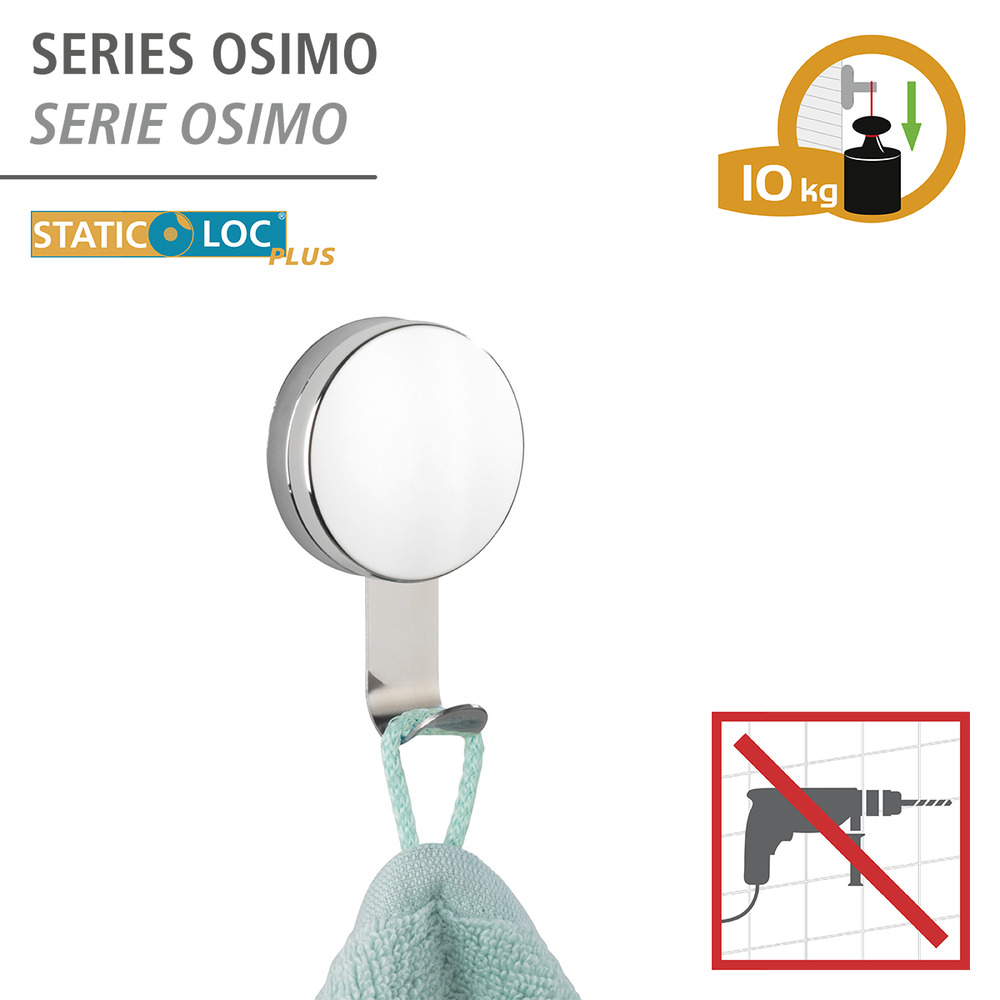 Static-Loc® Plus Wandhaken Osimo 2er Set  Handtuch-Haken, Kleiderhaken, Befestigen ohne bohren