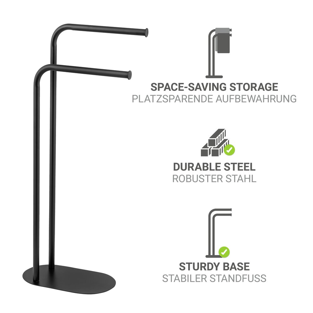 Handtuchständer Mod. Levante, schwarz, Stahl, 30x79x17 cm  rostfrei und platzsparend