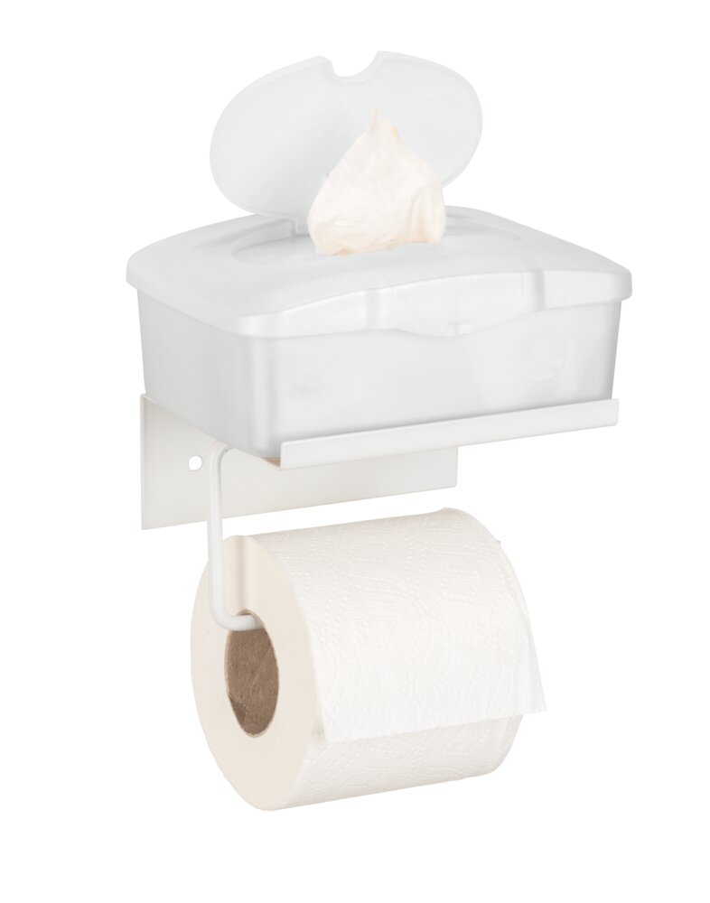 Toilettenpapierhalter Mod. Desulo Weiß  mit Ablage