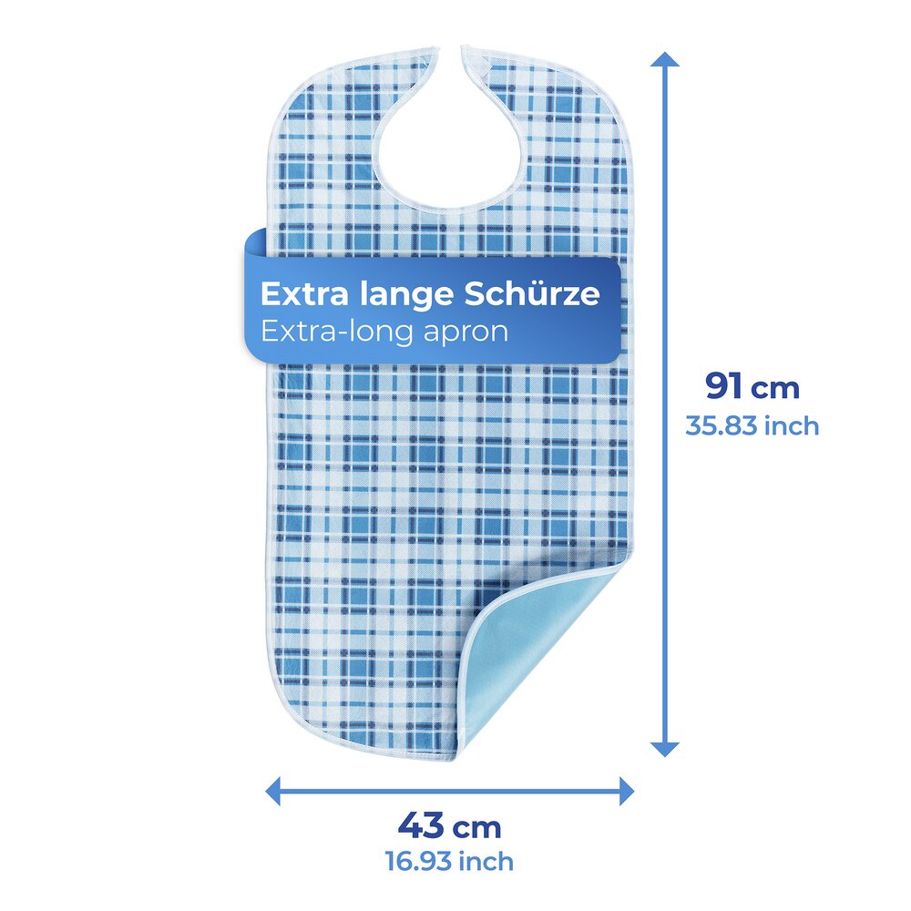 Speiseschürze, blau kariert  waschbar bis 60 °C