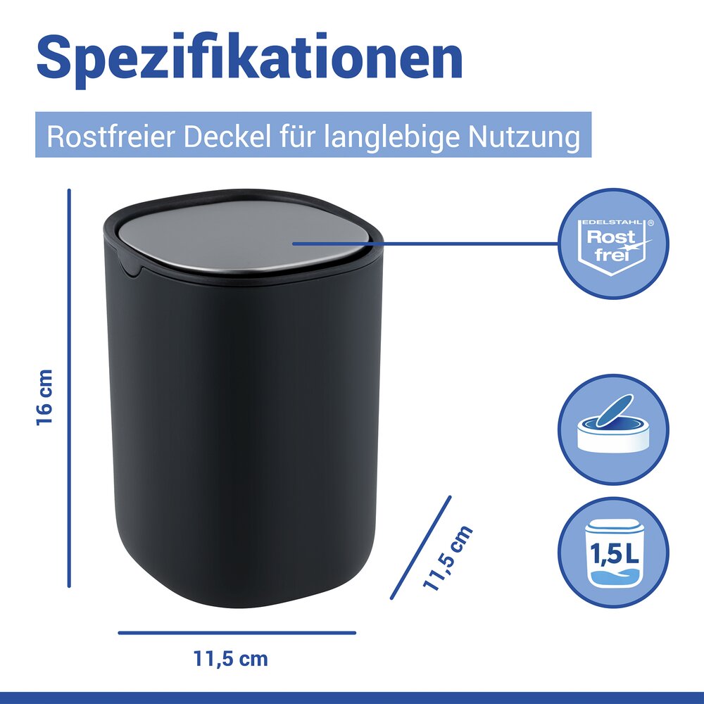 Afvalbak met schommeldeksel mod. Frini zwart