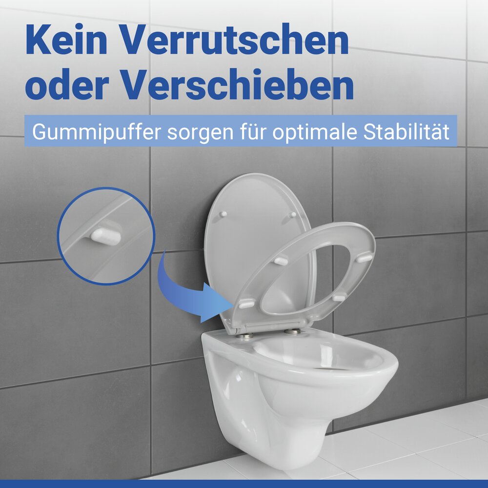 WC Sitz Mod. Samos Concrete Grey  Toilettendeckel mit Absenkautomatik