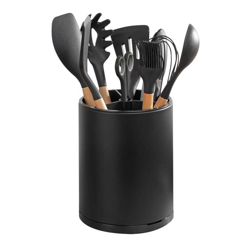 Porte-ustensiles Mod. Premium XL, Noir  pour jusqu'à 18 ustensiles de cuisine