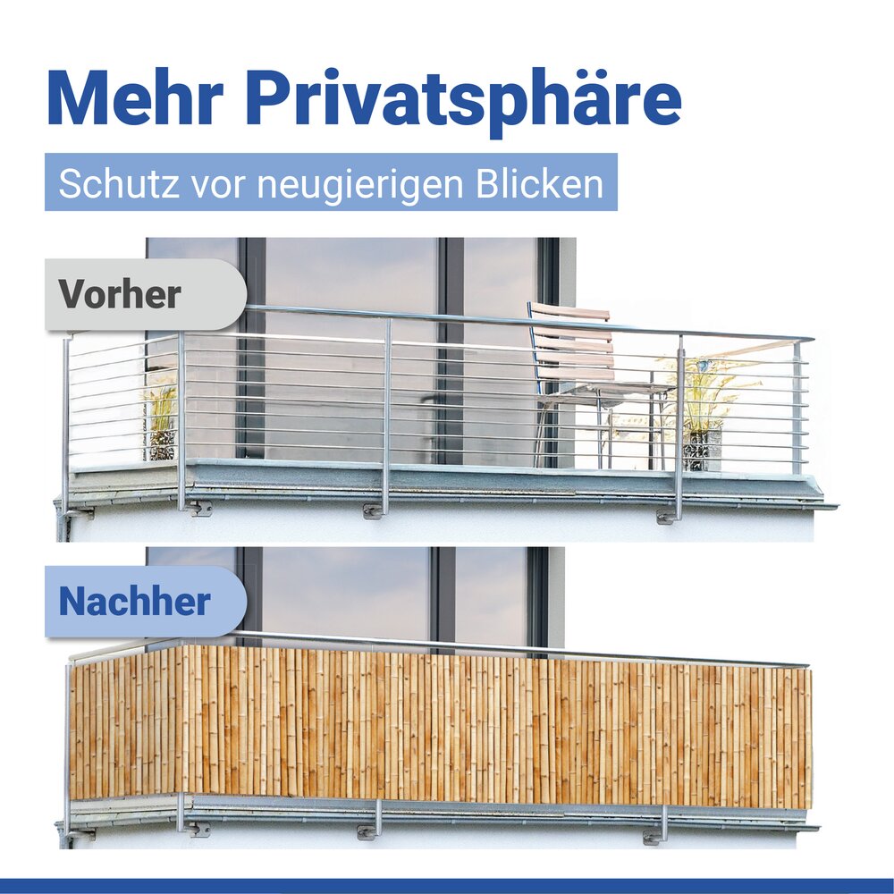 Balkon-Sichtschutz Mod. Bambus, 5 m  UV- und witterungsbeständig