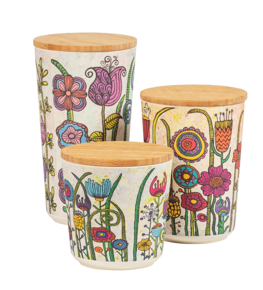 Boîtes de rangement Mod. Garden, multicolore, bioplastique, bambou, 10,5 cm  en bambou certifié FSC