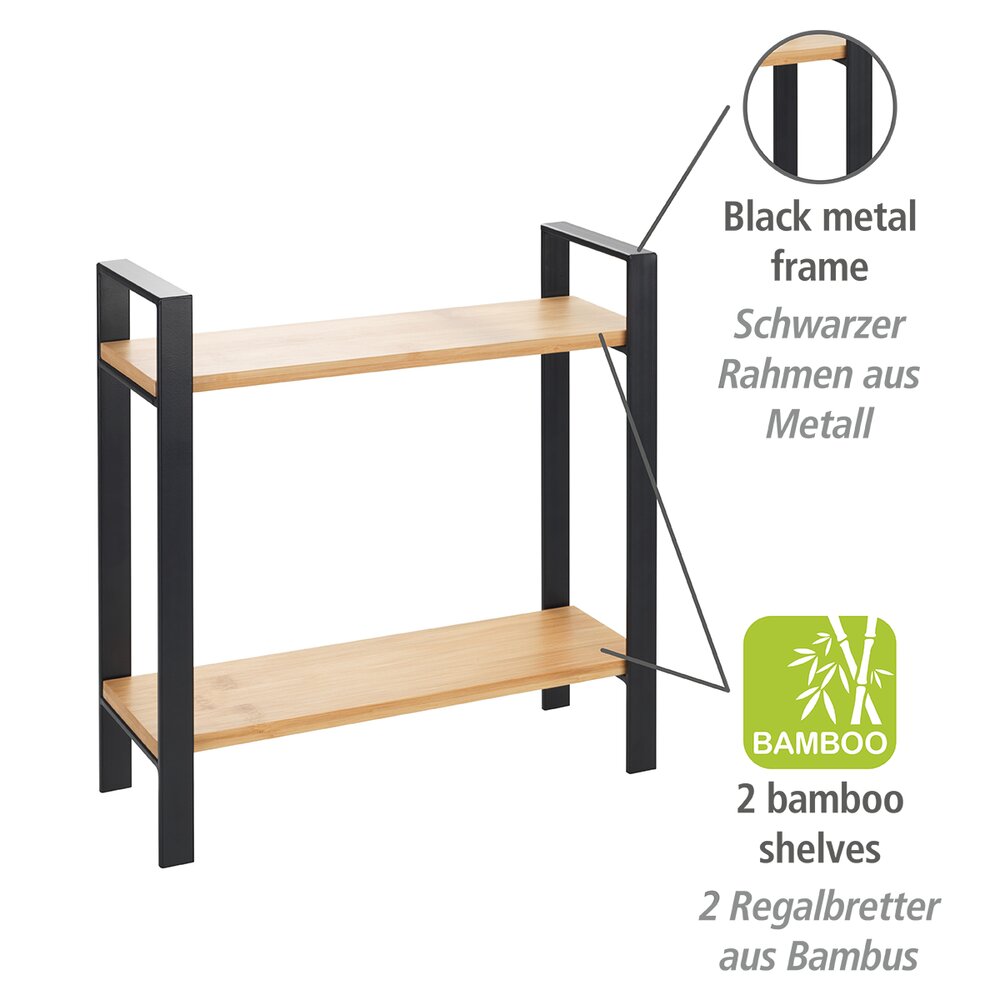 Petite étagère cuisine Lou   Cadre en métal, planches d'étagères en bambou