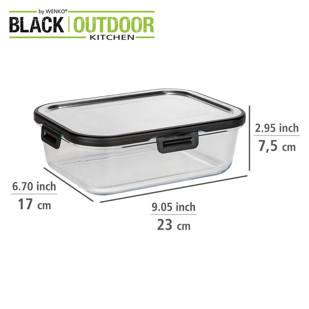 Glas Frischhaltedose Mod. Steel 1,5 L  Deckel aus rostfreiem Edelstahl