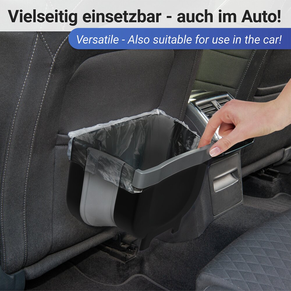 Tür-Abfalleimer Mod. Fago 5 L Schwarz  faltbarer Mülleimer für Küchenabfälle